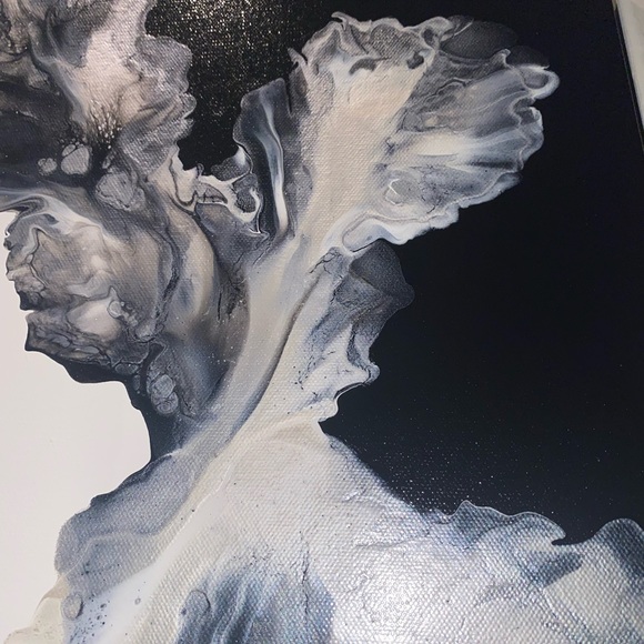 ❌SOLD❌18x24 hand painted acrylic fluid pour art canvas painting black white - Picture 15 of 15